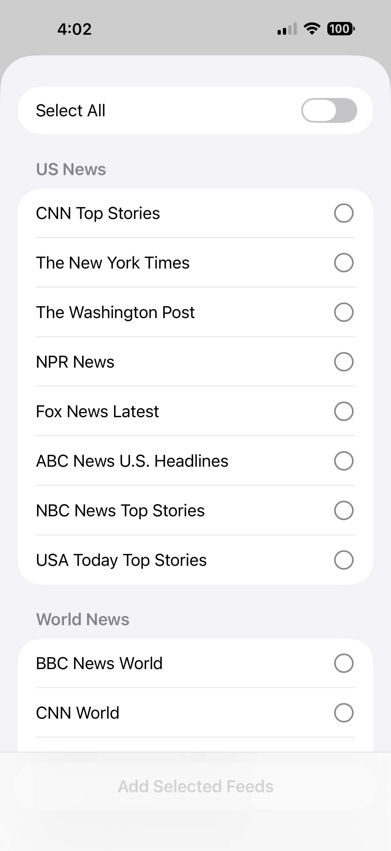 Suggested Feeds