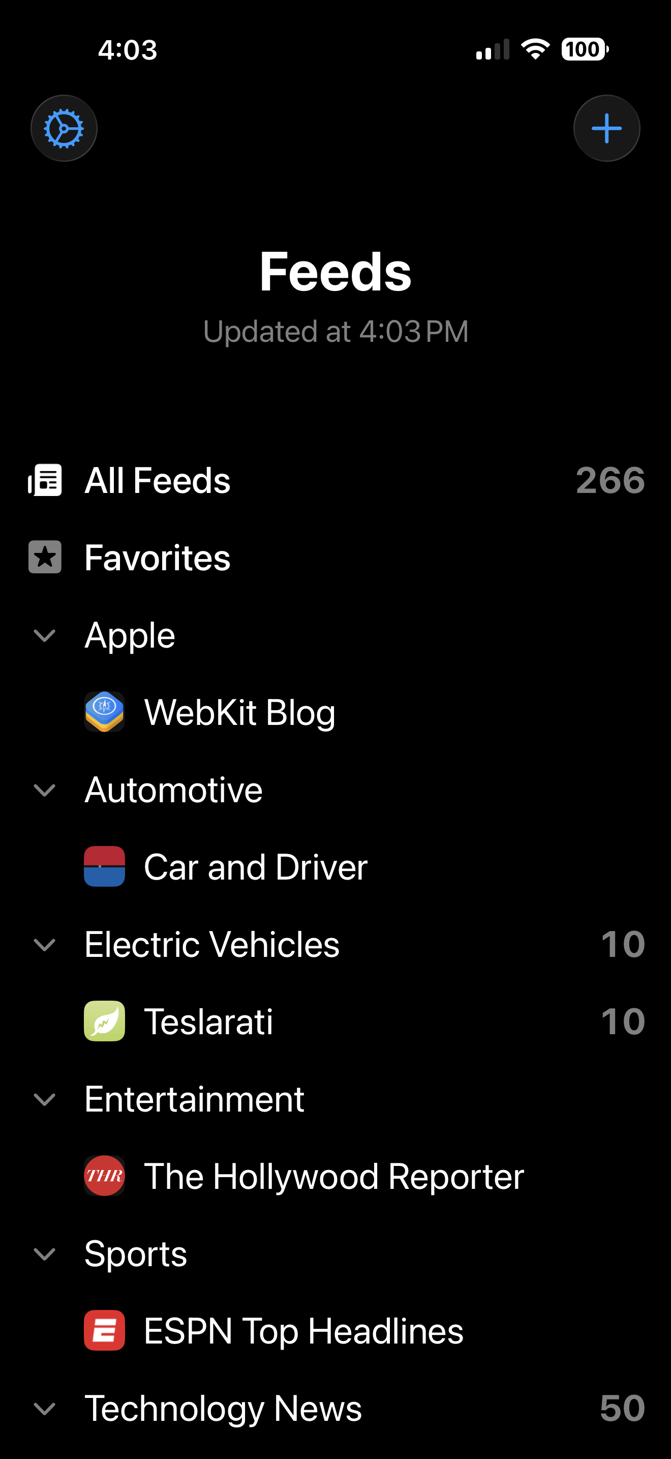 Feed List (Dark)