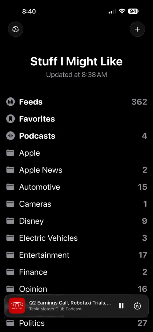 Favorites feed