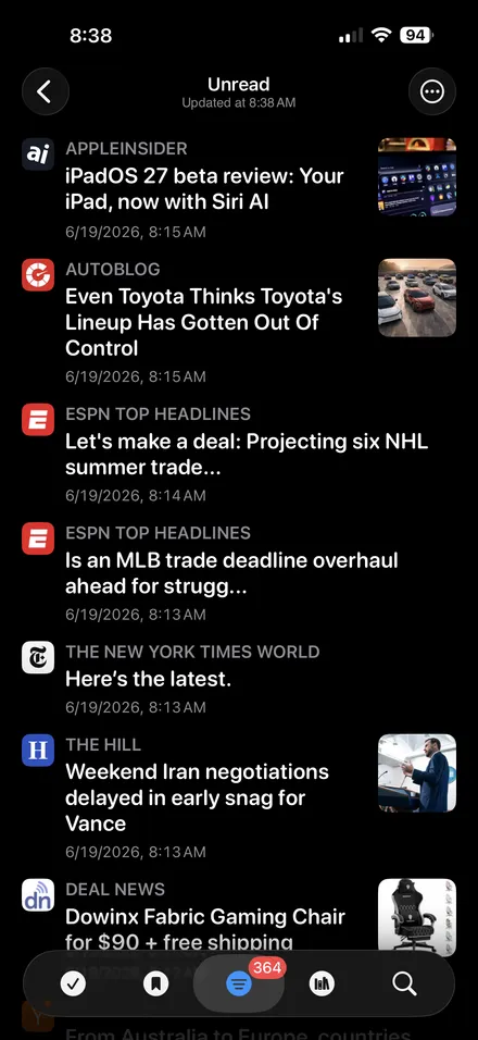 Unread feed